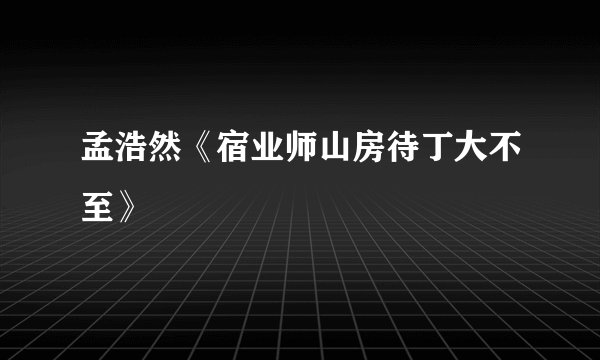 孟浩然《宿业师山房待丁大不至》