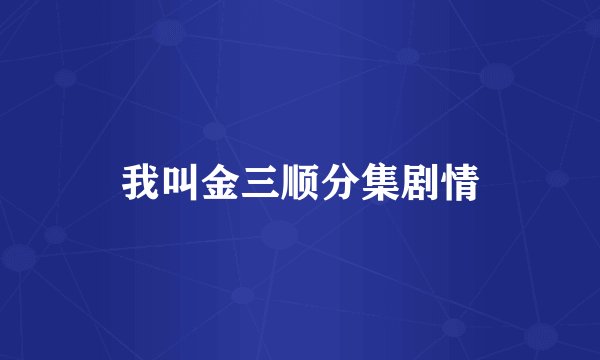 我叫金三顺分集剧情