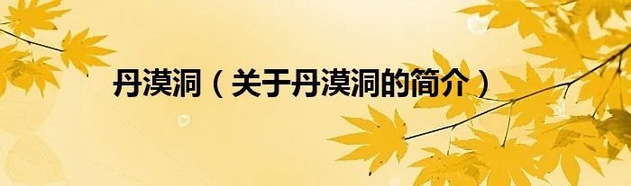 丹漠洞（关于丹漠洞的简介）