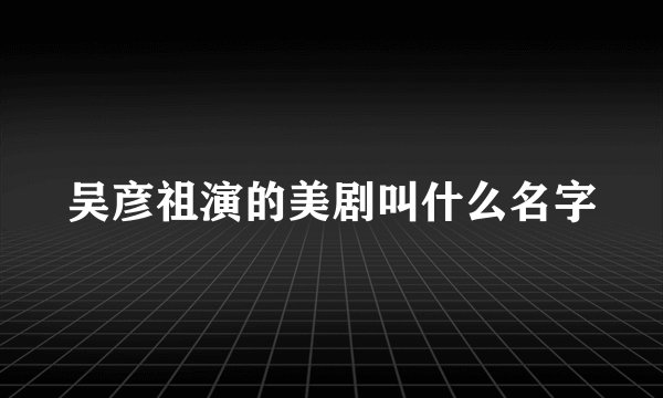 吴彦祖演的美剧叫什么名字