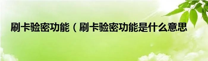 刷卡验密功能（刷卡验密功能是什么意思