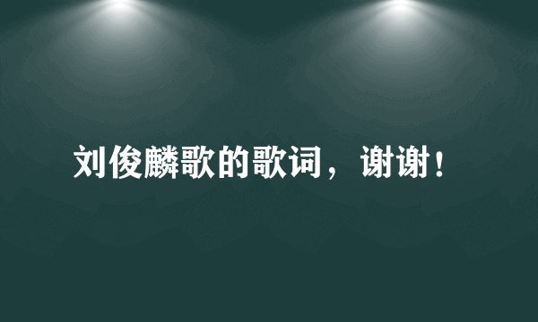 刘俊麟歌的歌词，谢谢！