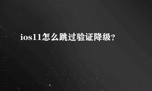 ios11怎么跳过验证降级？