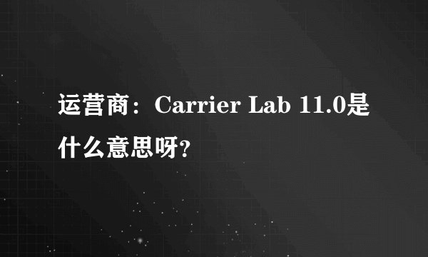 运营商：Carrier Lab 11.0是什么意思呀？