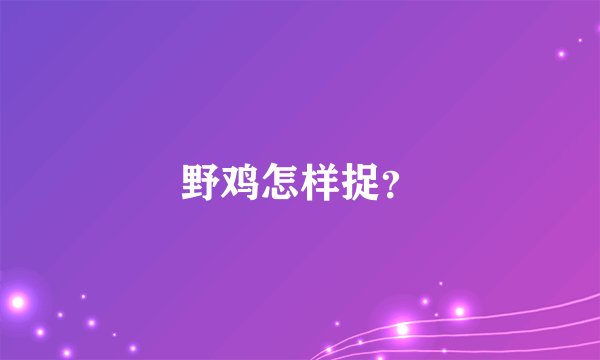 野鸡怎样捉?