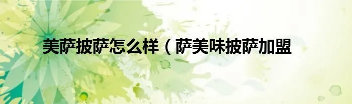 美萨披萨怎么样(萨美味披萨加盟