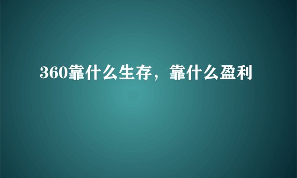 360靠什么生存,靠什么盈利