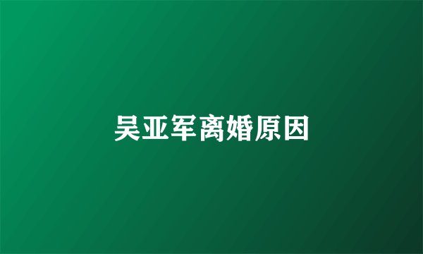 吴亚军离婚原因