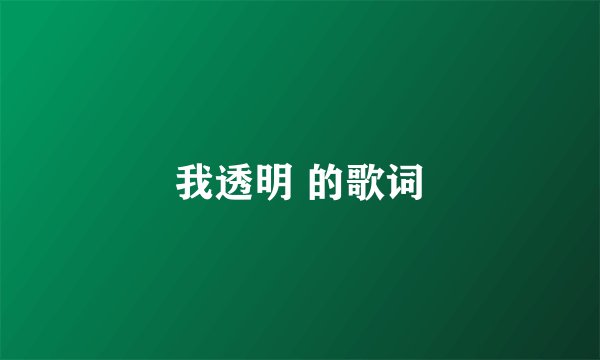 我透明 的歌词