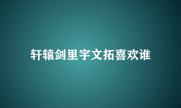 轩辕剑里宇文拓喜欢谁