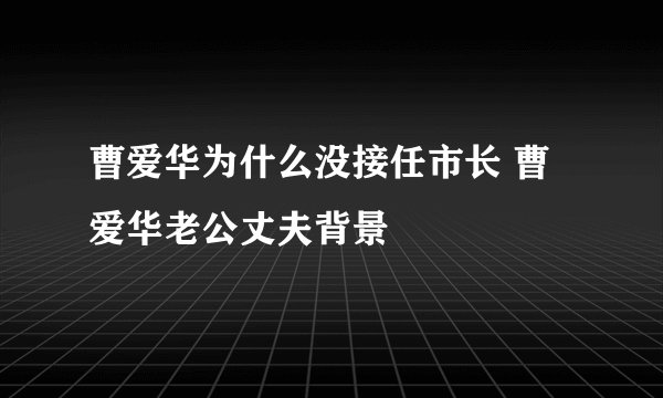 曹爱华为什么没接任市长 曹爱华老公丈夫背景