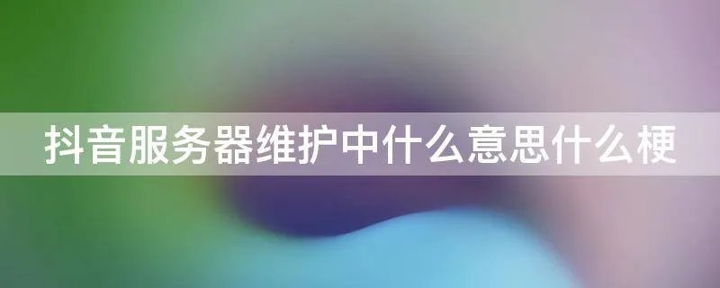 抖音服务器维护中什么意思什么梗
