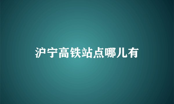 沪宁高铁站点哪儿有