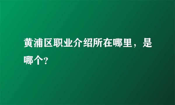 黄浦区职业介绍所在哪里，是哪个？