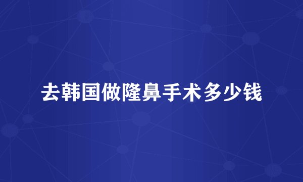 去韩国做隆鼻手术多少钱