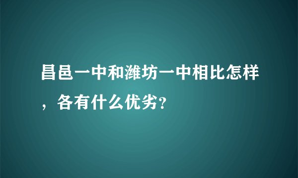 昌邑一中和潍坊一中相比怎样,各有什么优劣?