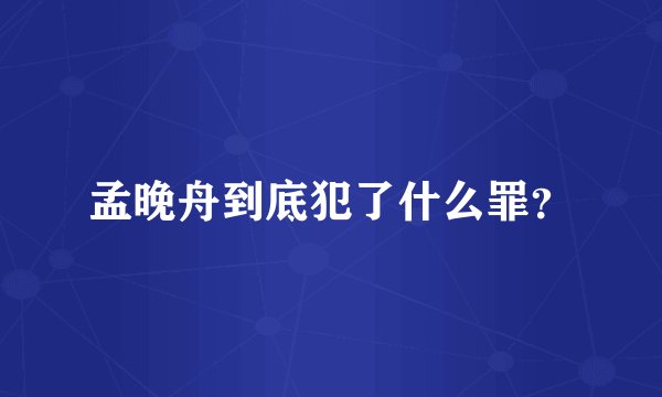 孟晚舟到底犯了什么罪？