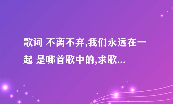 歌词 不离不弃,我们永远在一起 是哪首歌中的,求歌名,歌词