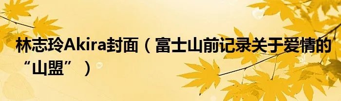 林志玲Akira封面(富士山前记录关于爱情的“山盟”)