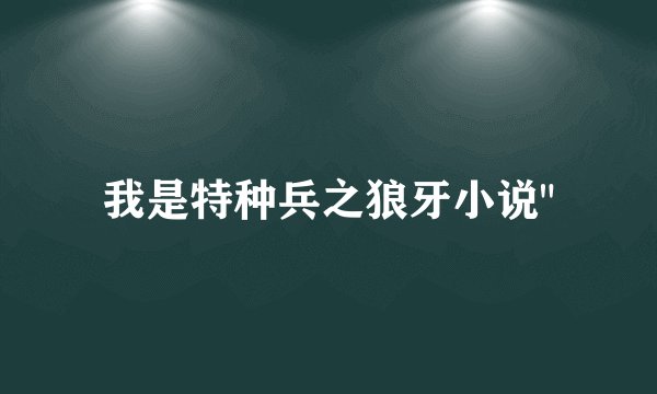 我是特种兵之狼牙小说