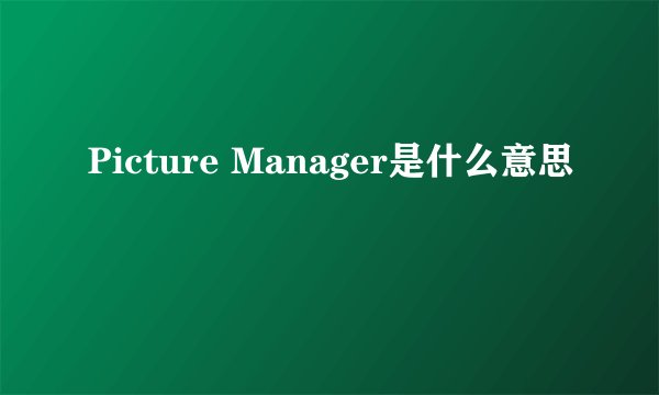 Picture Manager是什么意思