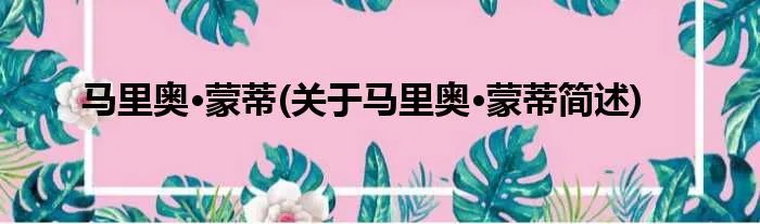 马里奥·蒙蒂(关于马里奥·蒙蒂简述)