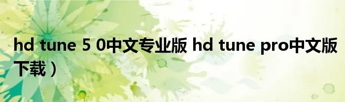hd tune 5 0中文专业版 hd tune pro中文版下载)