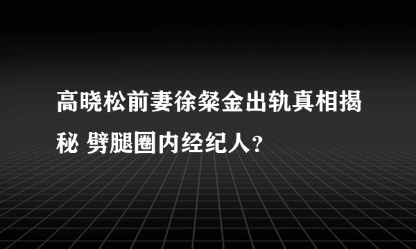 高晓松前妻徐粲金出轨真相揭秘 劈腿圈内经纪人？