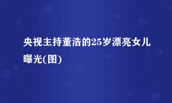 央视主持董浩的25岁漂亮女儿曝光(图)