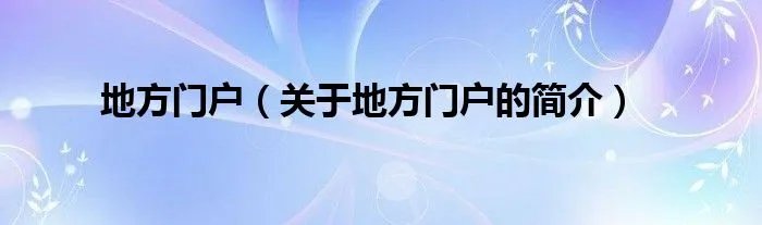 地方门户（关于地方门户的简介）