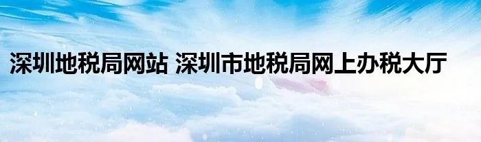 深圳地税局网站 深圳市地税局网上办税大厅