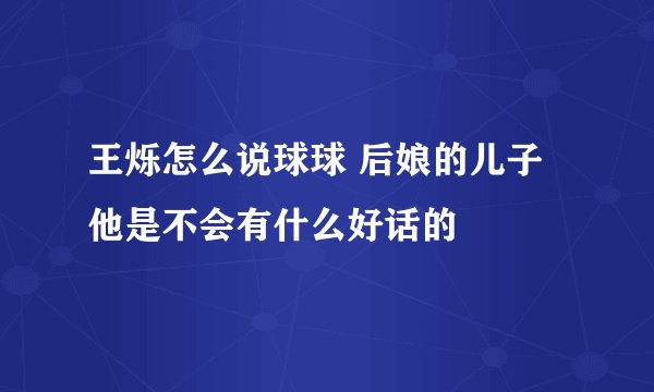 王烁怎么说球球 后娘的儿子他是不会有什么好话的