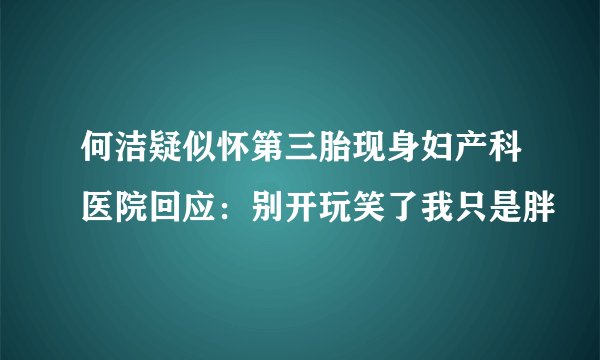 何洁疑似怀第三胎现身妇产科医院回应:别开玩笑了我只是胖
