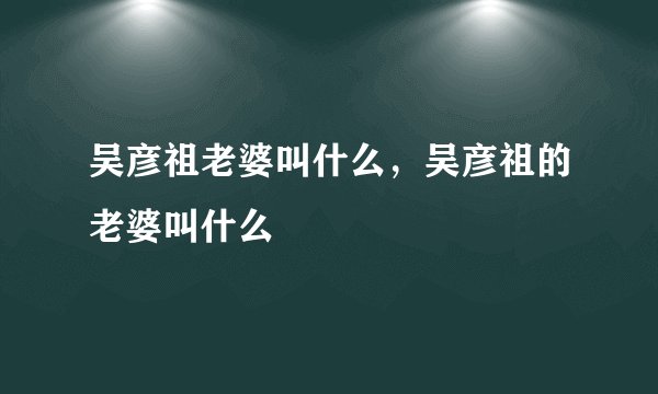 吴彦祖老婆叫什么，吴彦祖的老婆叫什么