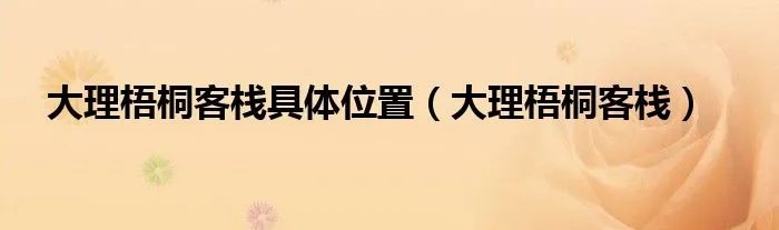 大理梧桐客栈具体位置(大理梧桐客栈)