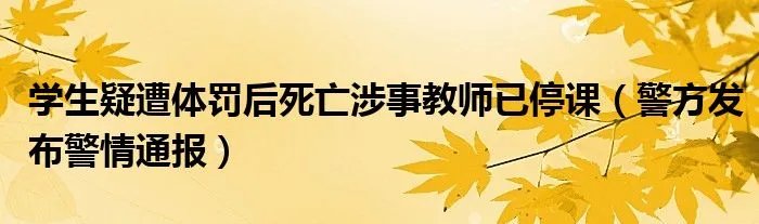 学生疑遭体罚后死亡涉事教师已停课（警方发布警情通报）