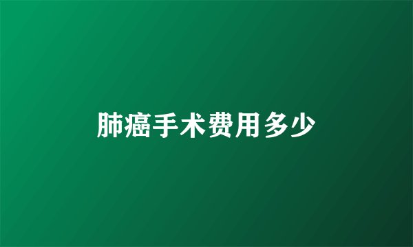 肺癌手术费用多少