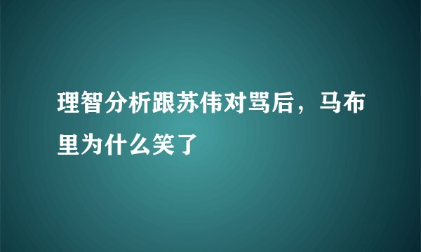 理智分析跟苏伟对骂后,马布里为什么笑了