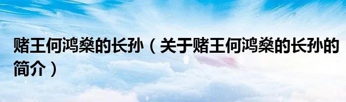 赌王何鸿燊的长孙（关于赌王何鸿燊的长孙的简介）