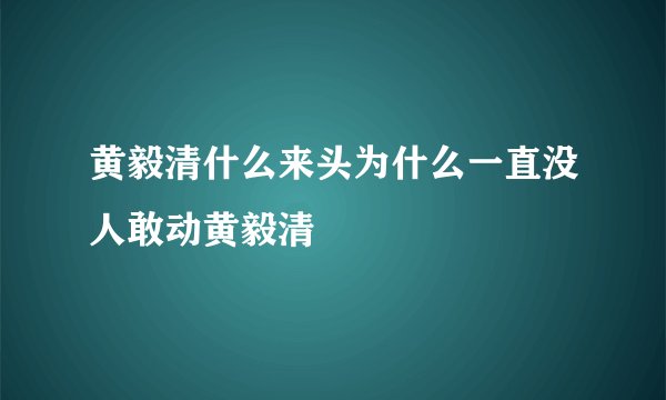 黄毅清什么来头为什么一直没人敢动黄毅清