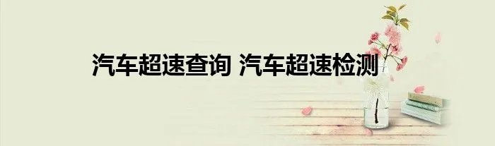汽车超速查询 汽车超速检测