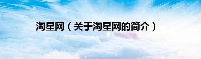 淘星网（关于淘星网的简介）