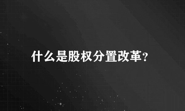 什么是股权分置改革？