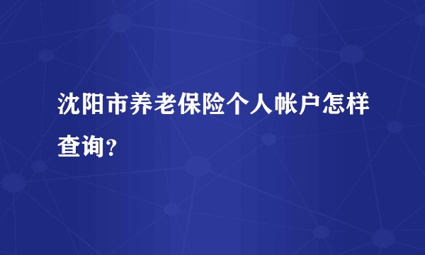 沈阳市养老保险个人帐户怎样查询？