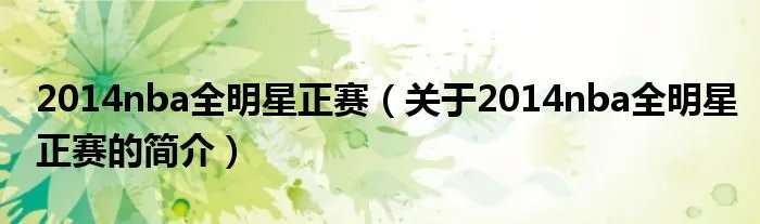2014nba全明星正赛（关于2014nba全明星正赛的简介）
