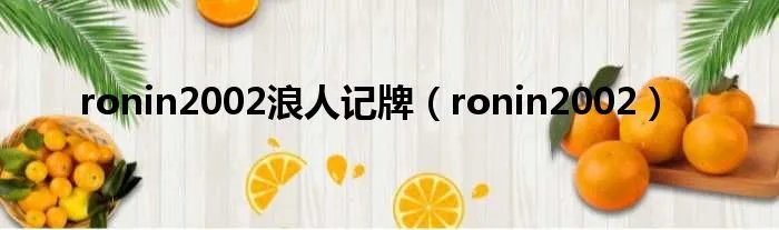 ronin2002浪人记牌（ronin2002）