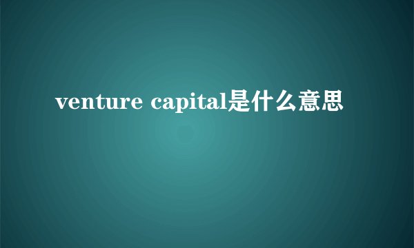 venture capital是什么意思