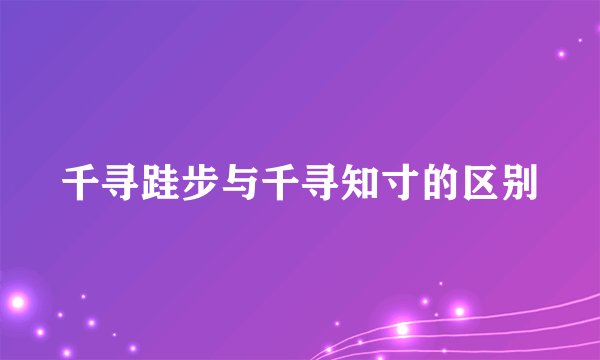 千寻跬步与千寻知寸的区别