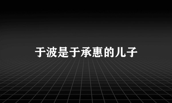 于波是于承惠的儿子