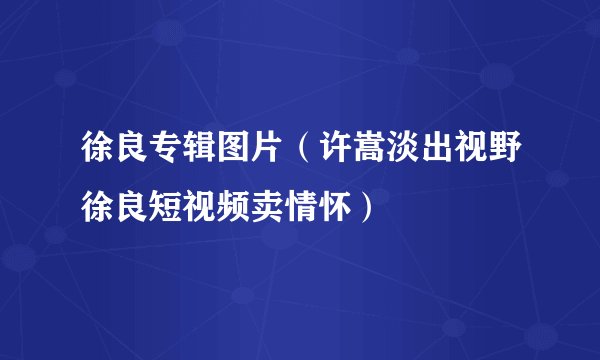 徐良专辑图片(许嵩淡出视野徐良短视频卖情怀)
